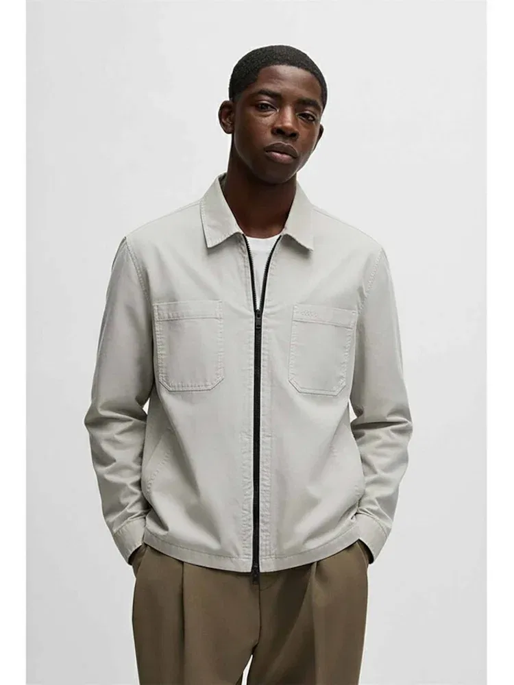 Куртка из хлопка, модель Work Jacket BOSS, Silver — фото 4