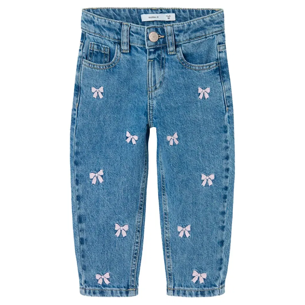 Детские джинсы для девочек с вышивкой Bella Mom 3285 Name it, Blue — фото 2