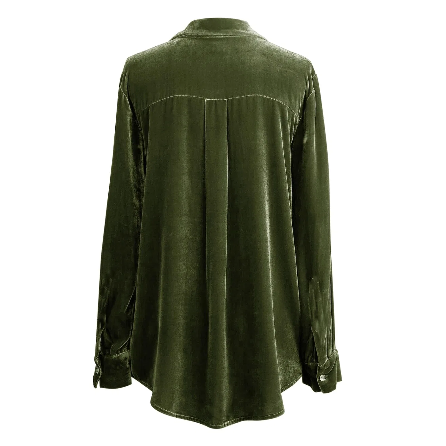 Женская рубашка с длинным рукавом Velvet Shirts Plus Size, с воротником и нагрудными карманами, 1 X Green — фото 3