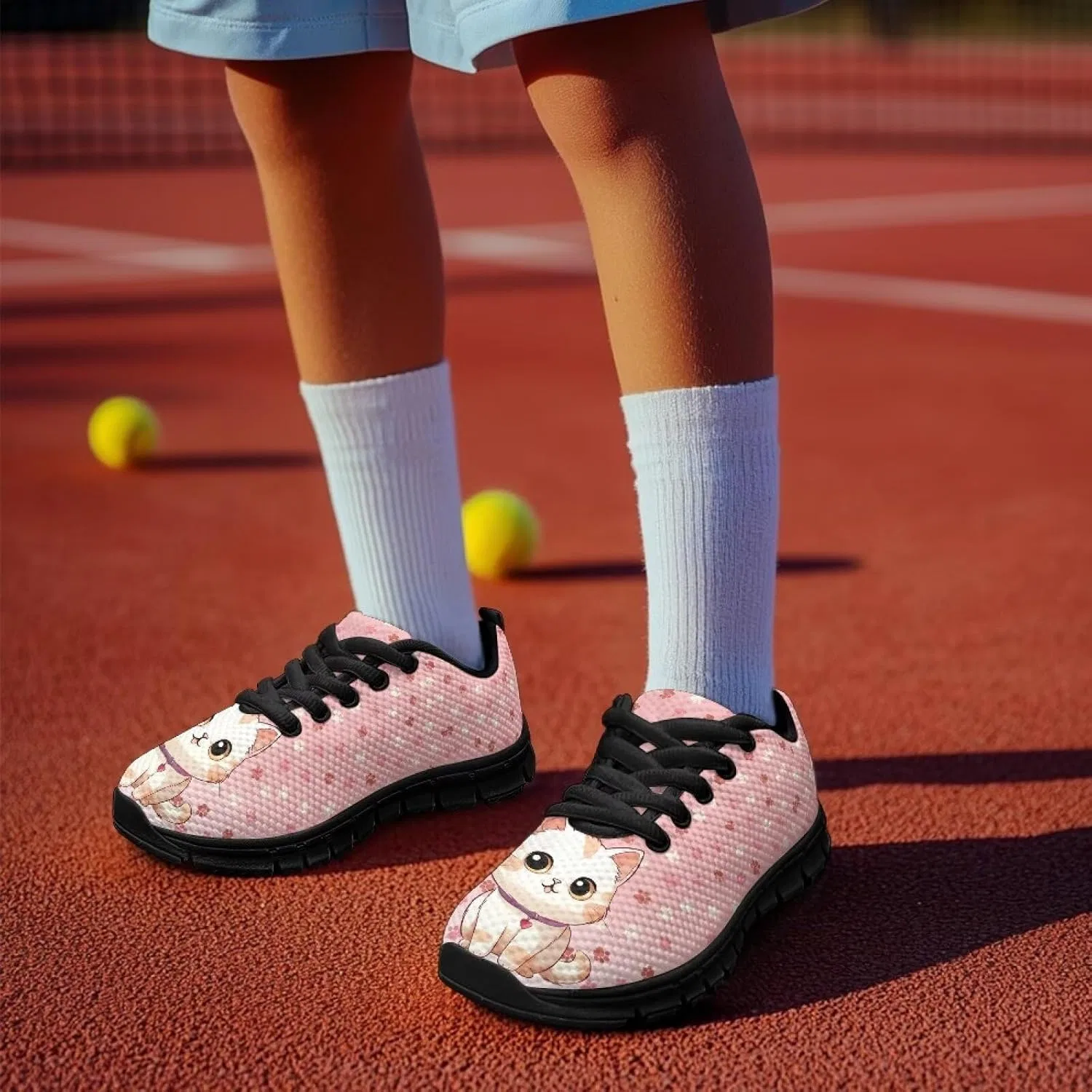 Детские кроссовки для бега с принтом NETILGEN, Pink Cat — фото 3