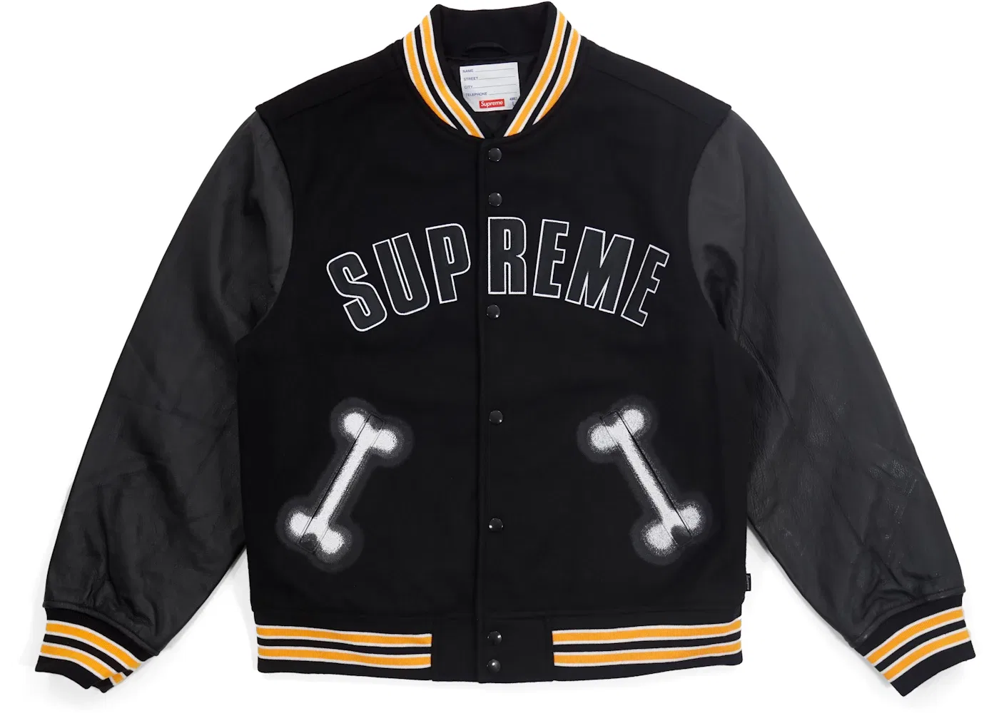Мужская куртка-бомбер Supreme Bone Varsity Jacket, Black