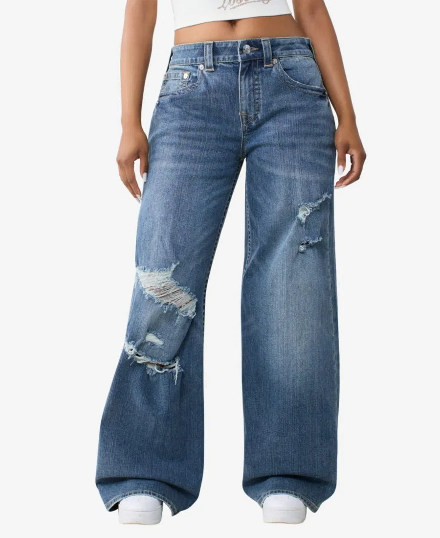 Джинсы с высокой посадкой и широкими штанинами Jessie Super Baggy True Religion, Venice Drift With Destroy