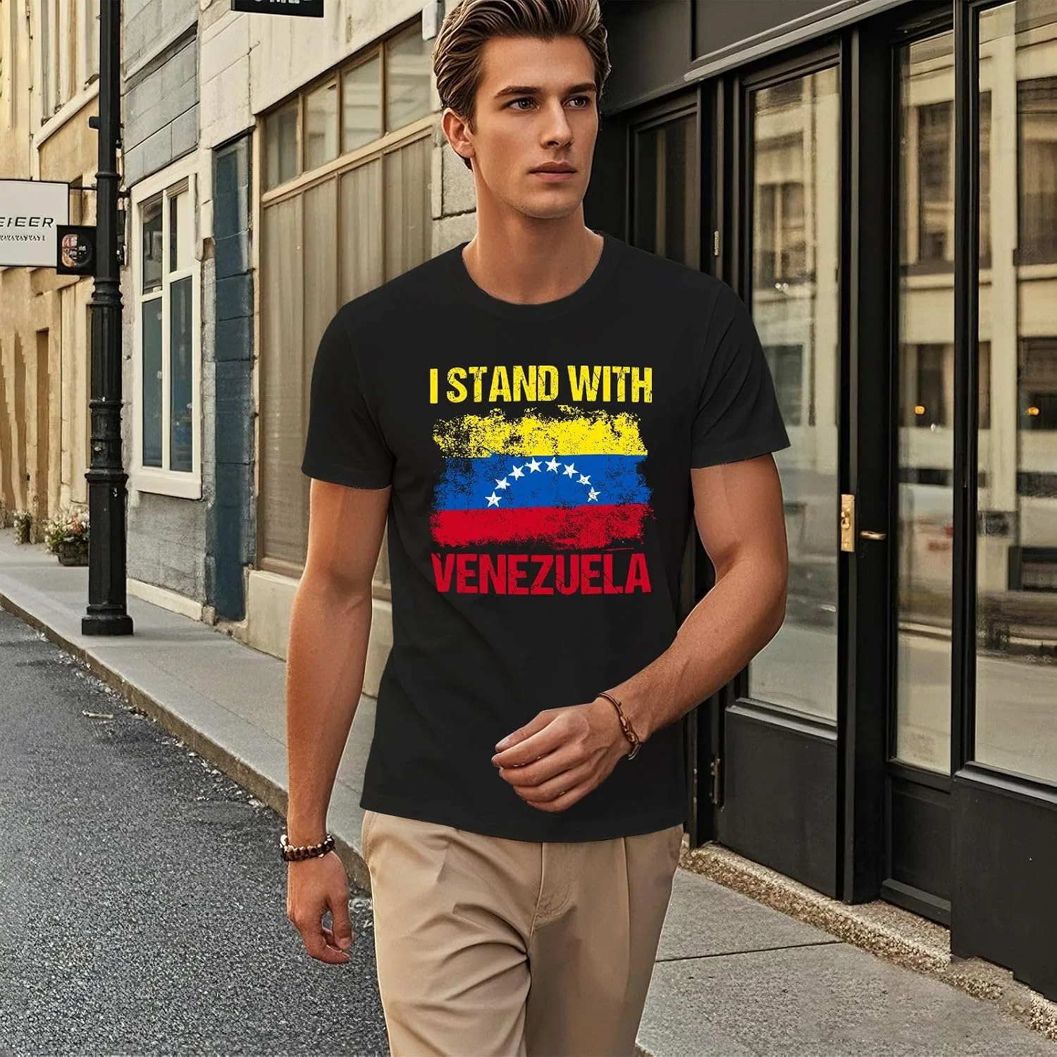Футболка с принтом I Stand with Venezuela Generic, Allblack — фото 3