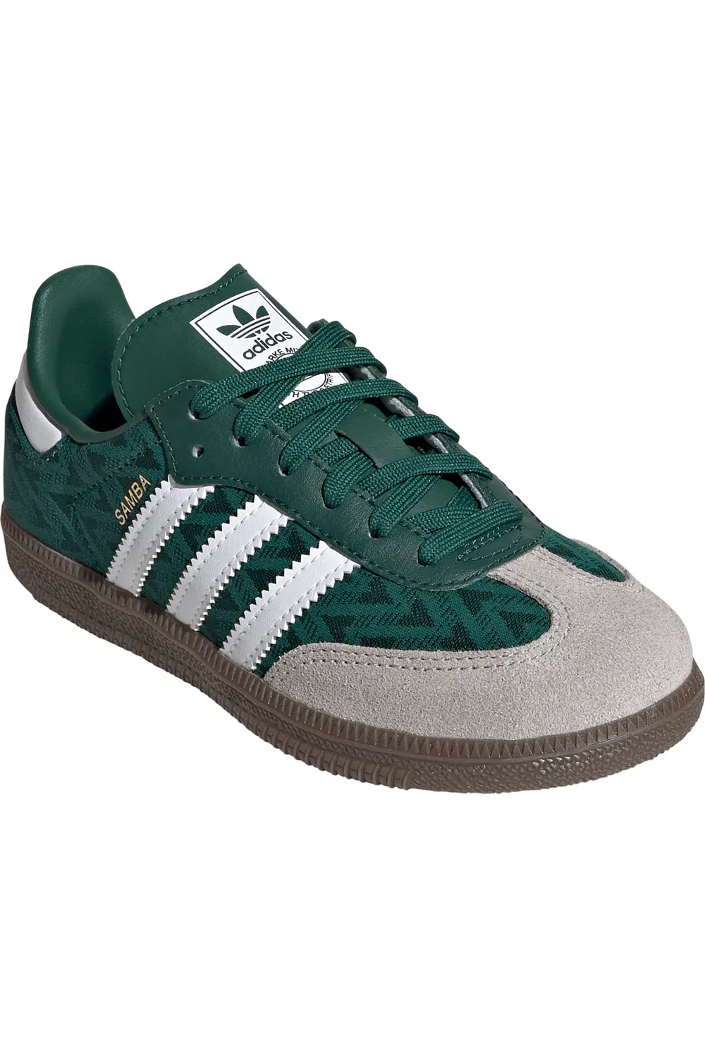 Детские кроссовки футбольные Samba OG adidas, Green/White/Gum