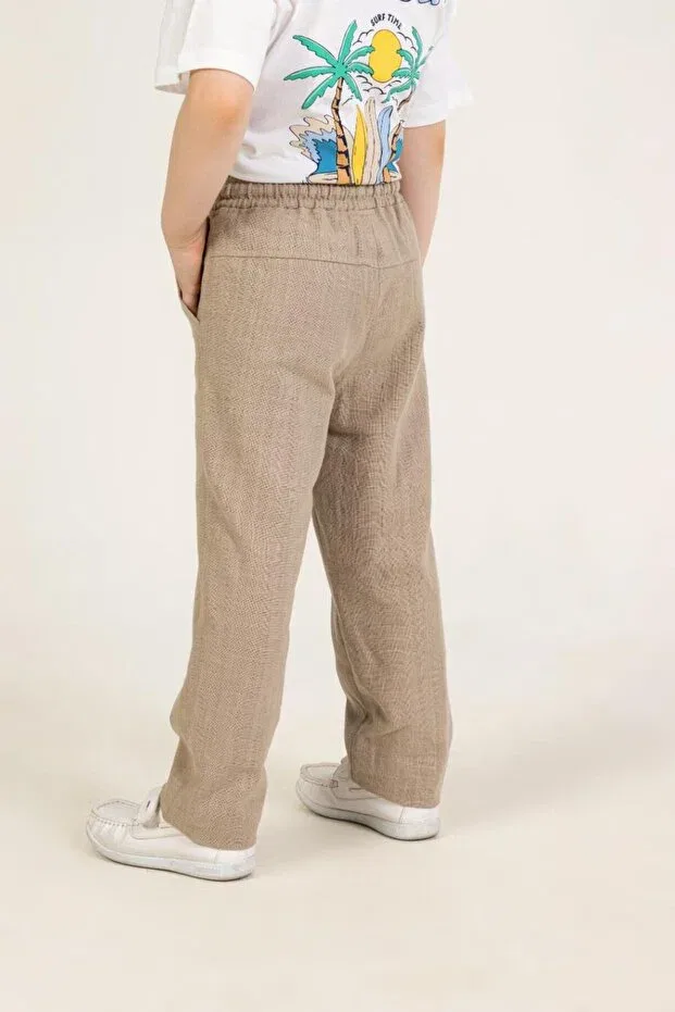 Детские брюки для девочек льняные Dmb Kids, Beige — фото 3