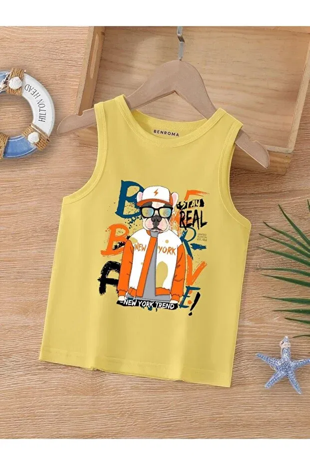 Детская футболка для девочек с принтом Cartoon character printed sleeveless children's t-shirt Benroma, Yellow