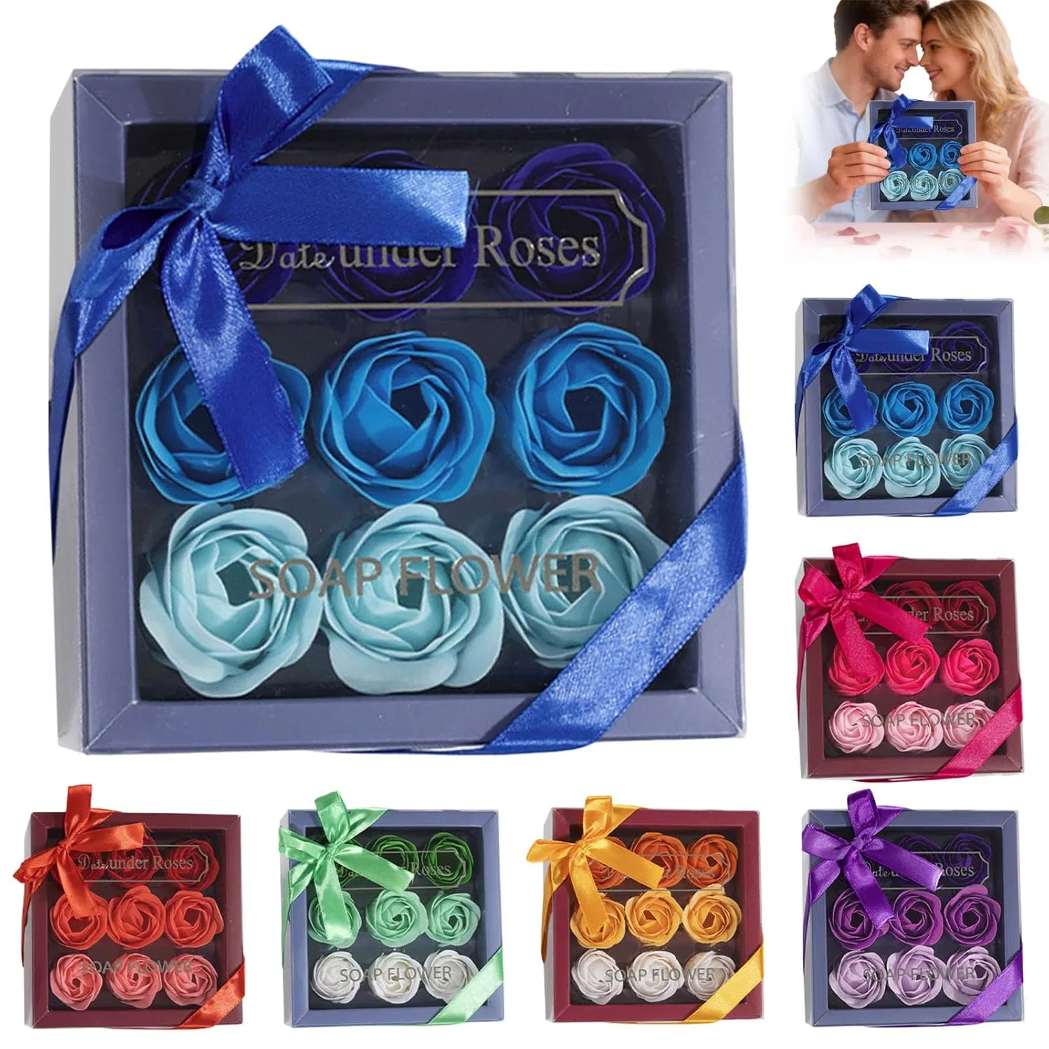 Мыло ручной работы Rose Soap Blumen в подарочной коробке, 12 шт., B Generisch