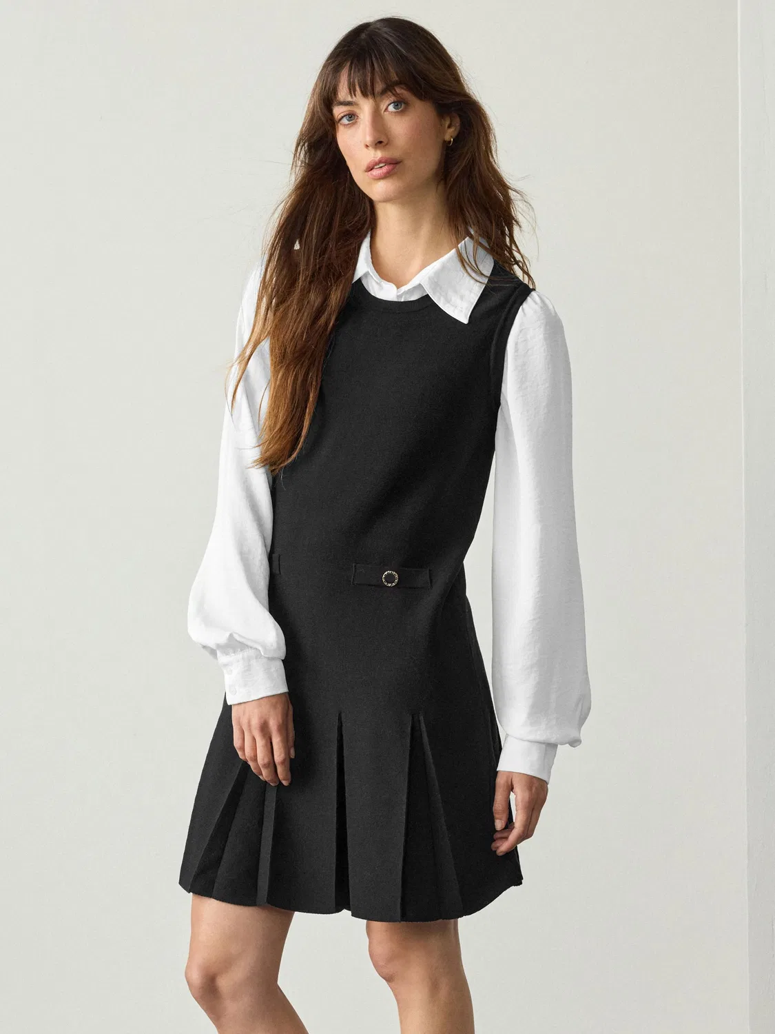 Платье-сарафан трикотажное Pinafore Layered Knitted Dress Next, черный