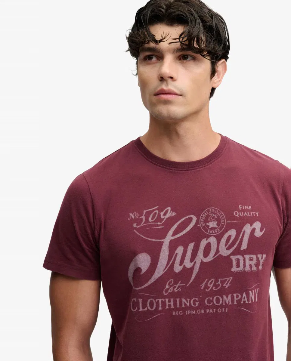 Мужская футболка с принтом, Vintage Workwear, Superdry, бордовый — фото 4
