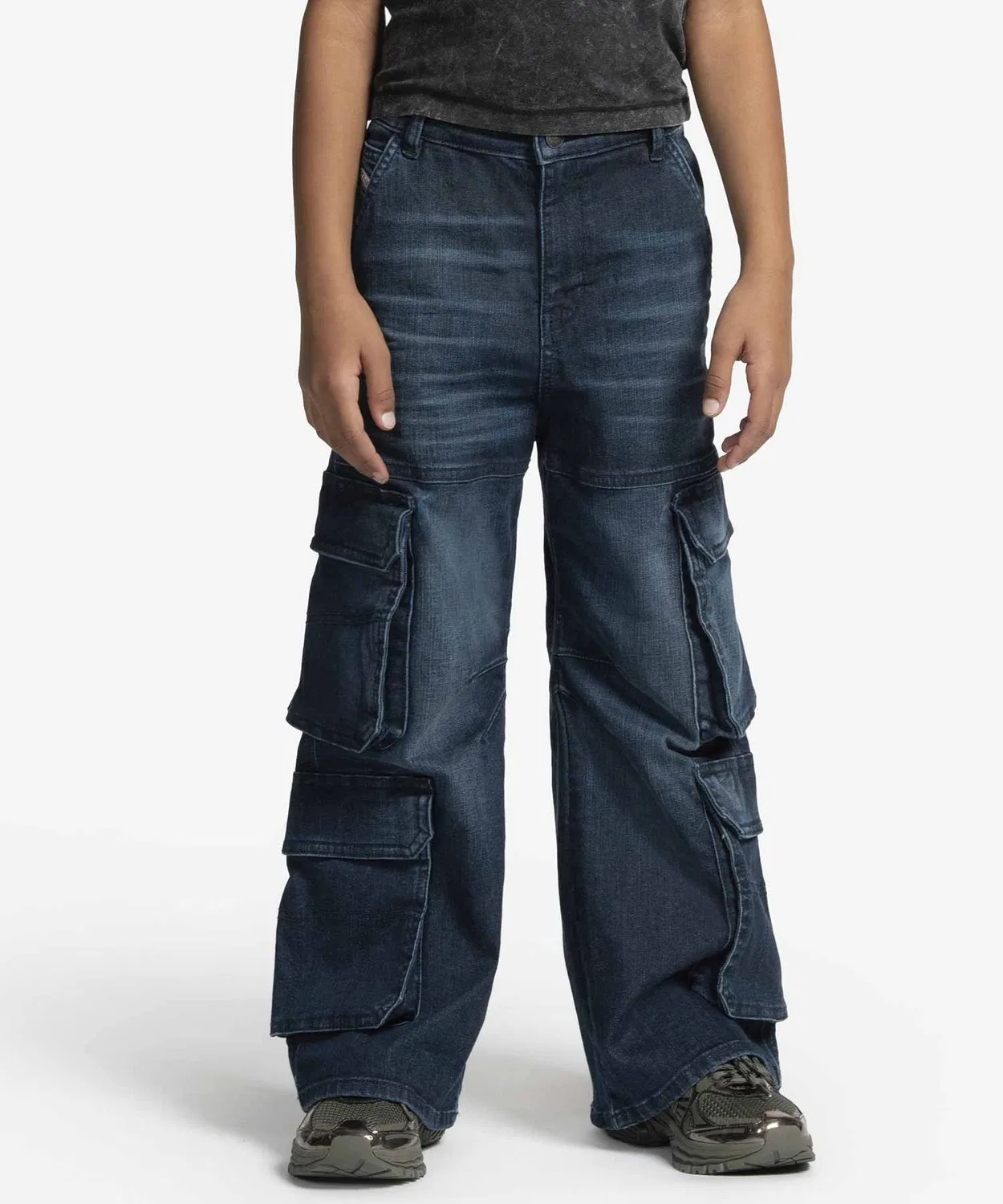 Детские джинсы прямого кроя с карманами Wide Fit DIESEL KIDS, Indigo Blue
