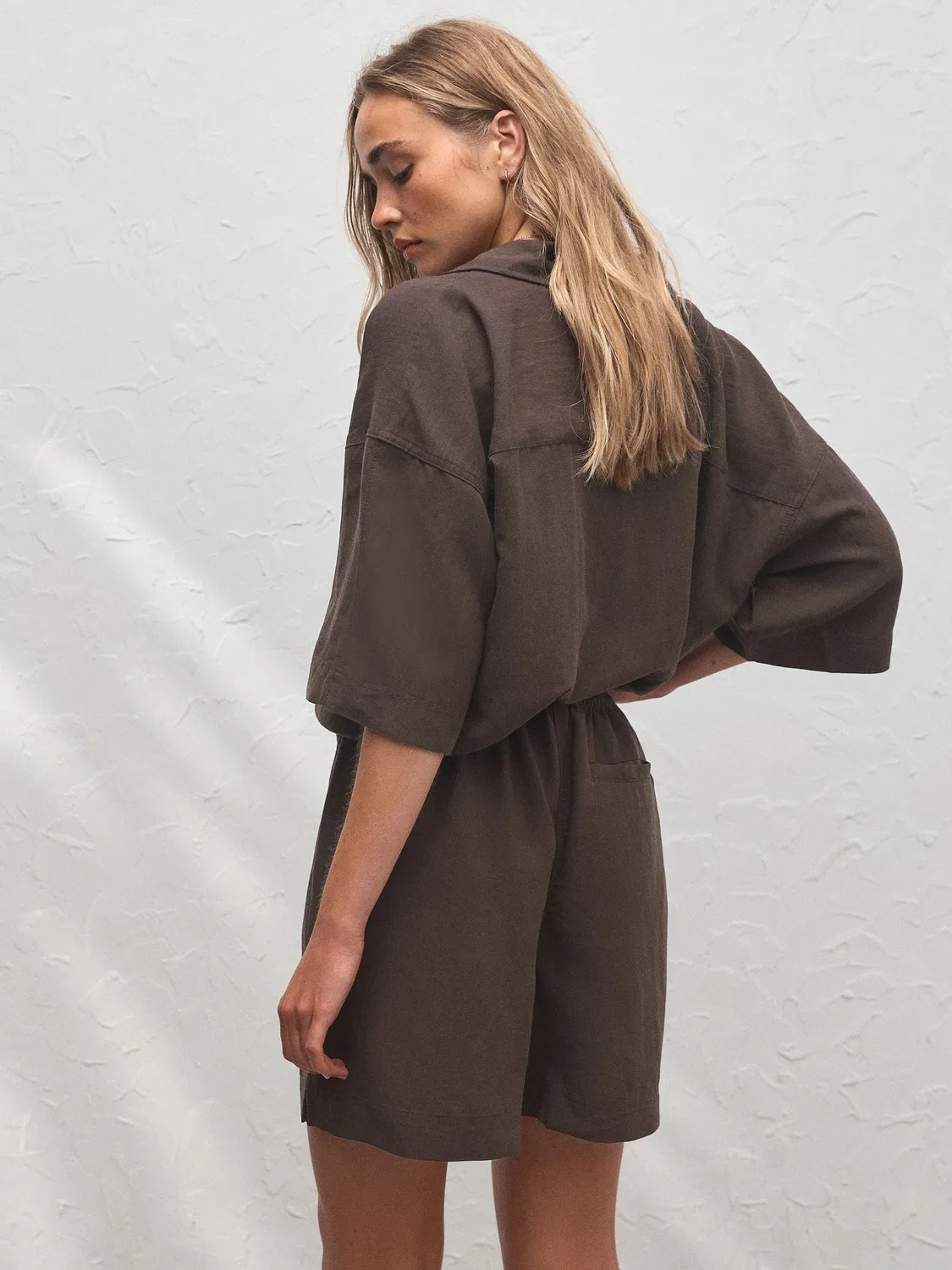 Шорты из смесового льна, Chocolate Brown Next — фото 3