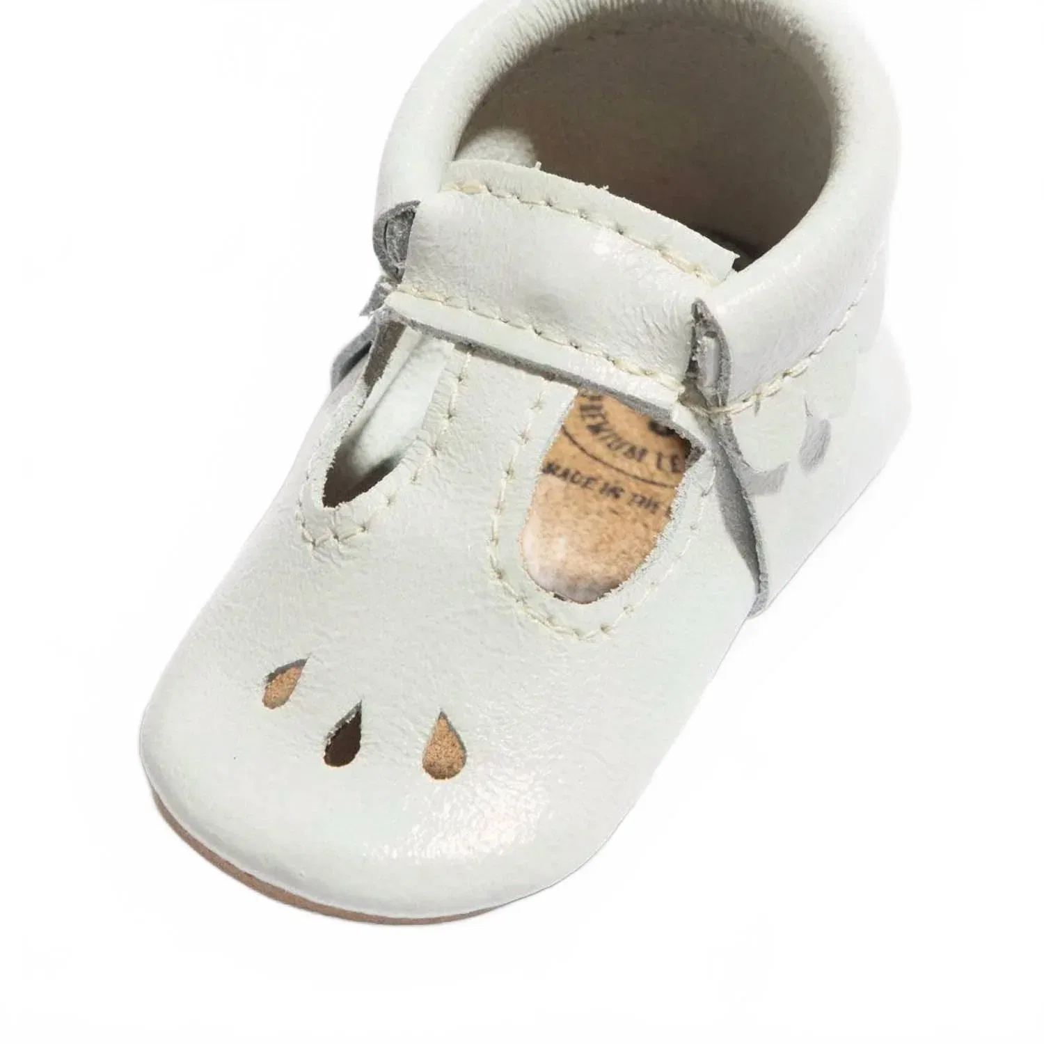 Детские туфли для девочек с эластичным входом Blanc Patent Mary Jane Freshly Picked, White — фото 3