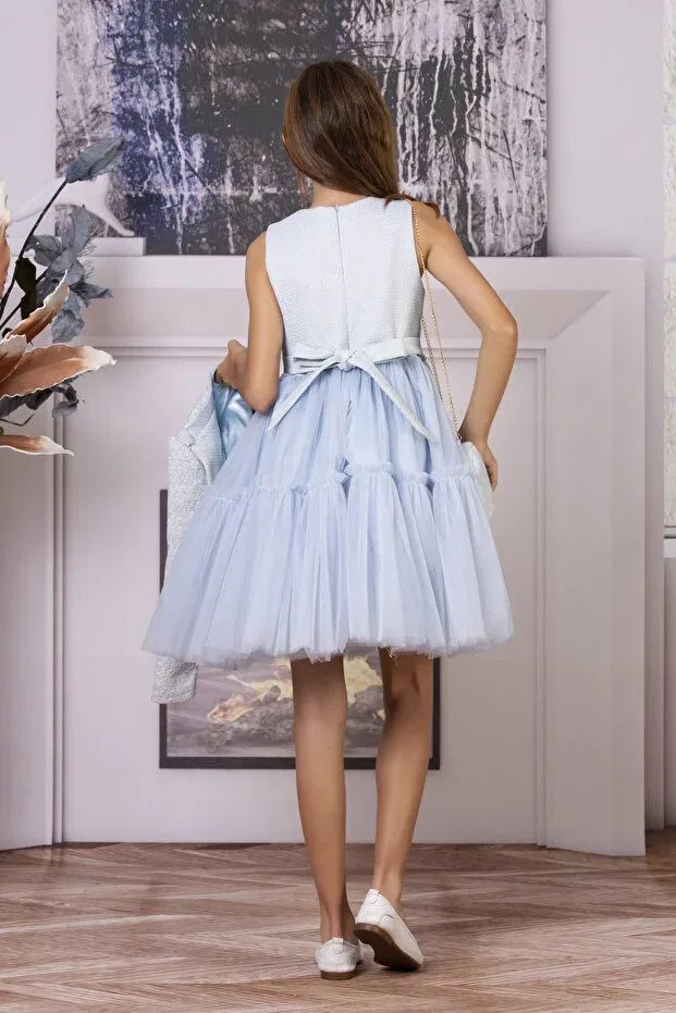 Детское платье для девочек с длинным рукавом Süslü Pink Kids, Blue — фото 3