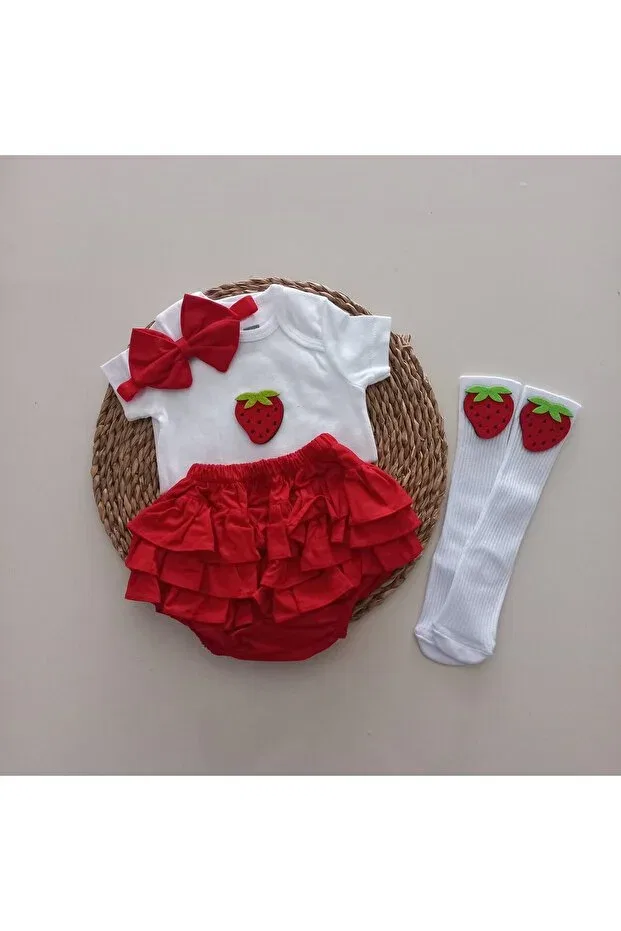 Детский комплект для девочек с принтом Basics Mars Baby, Red