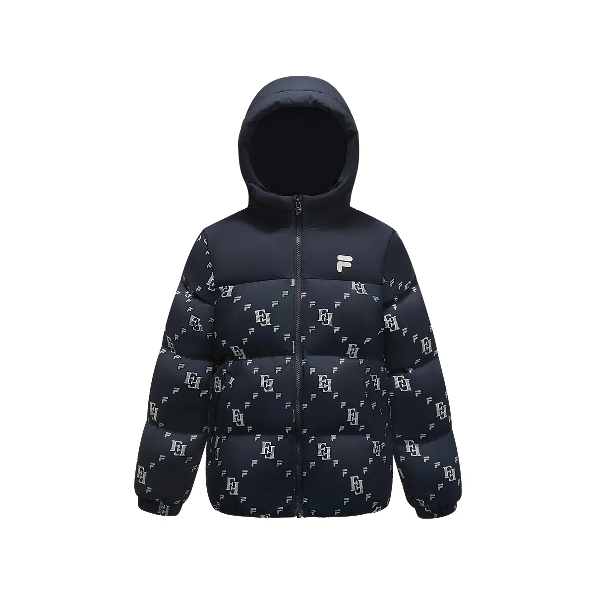 Детское пуховое пальто с капюшоном All Over Print FILA KIDS, Черный