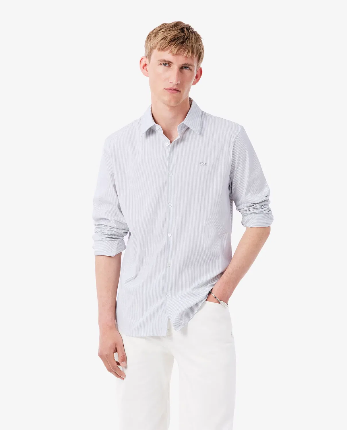 Рубашка мужская Lacoste с длинным рукавом, хлопковая, Azul Marino