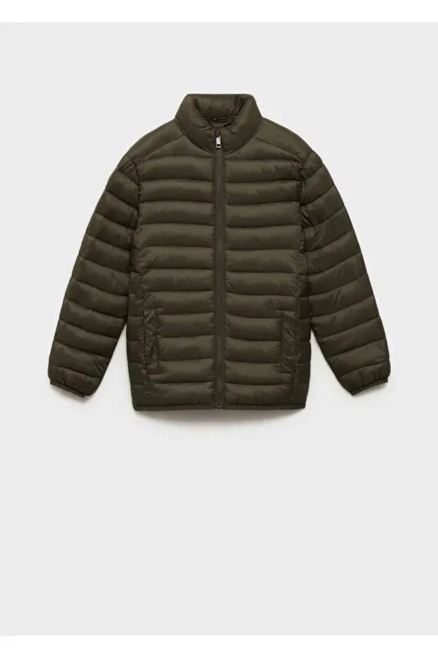 Детское пальто для девочек стеганое Mango Kids, Khaki — фото 3