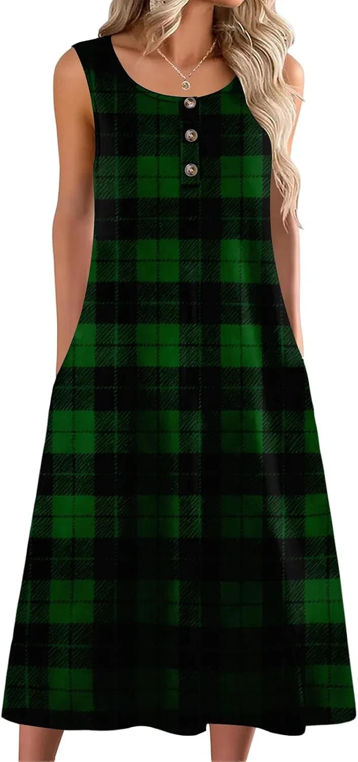 Женское платье-макси с принтом в клетку Vero Moda, 3-dark Green — фото 4