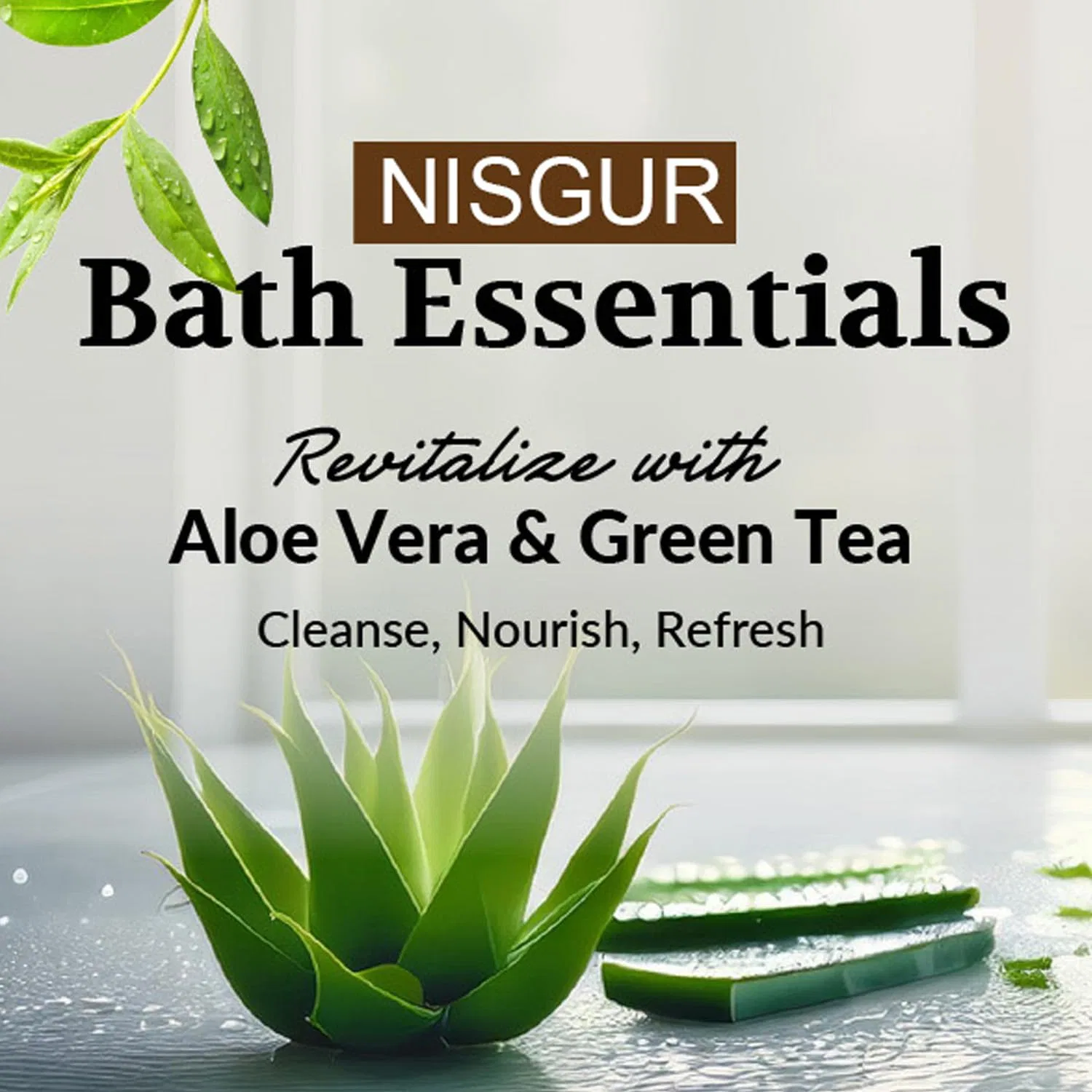 Гель для душа Travel Bath Gel, NISGUR, набор 100 шт, 0.75 oz, Алоэ и Зеленый чай — фото 2
