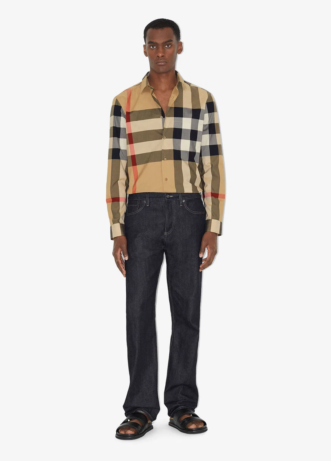 Рубашка Burberry Check, бежевая — фото 2