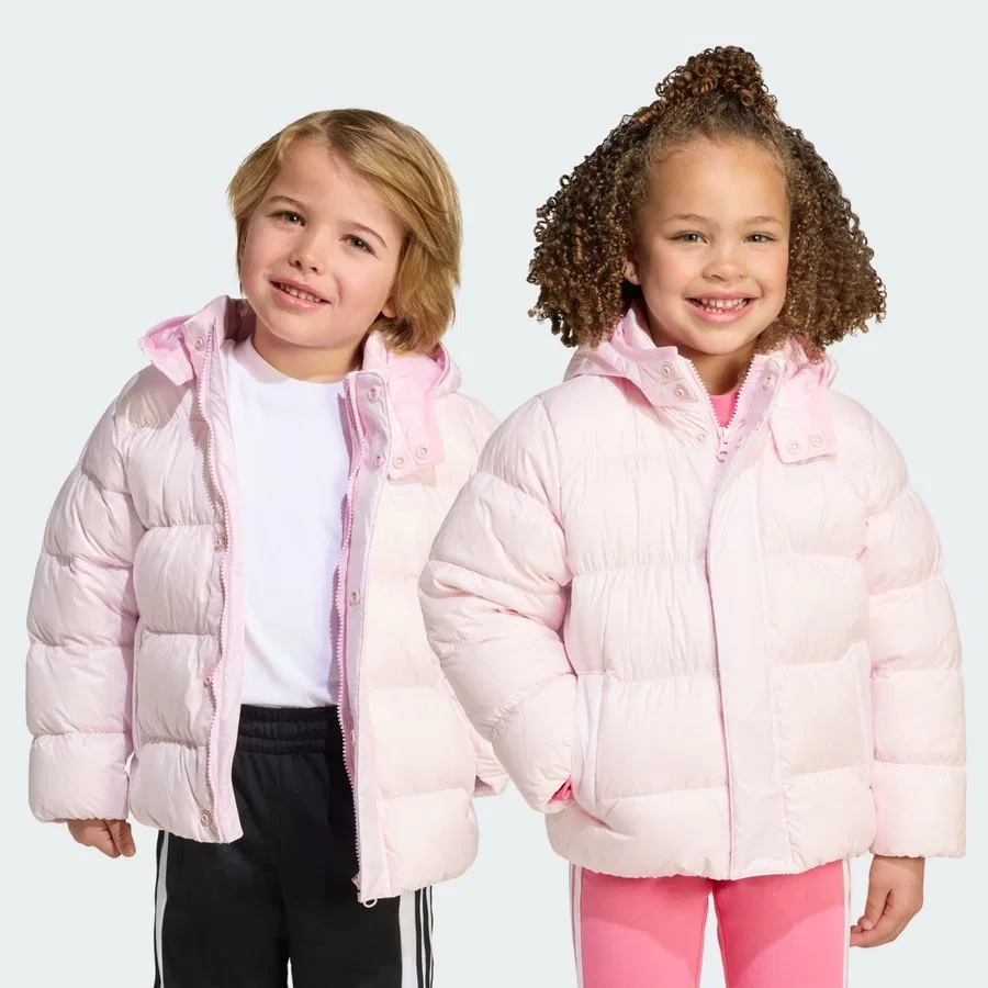 Детский пуховик с принтом Originals JV8547 Down Jacket Kids adidas, Розово-белый