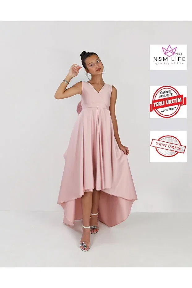 Детское платье для девочек асимметричное с запахом 2021 Nsm Life Quality Of Life, Powder