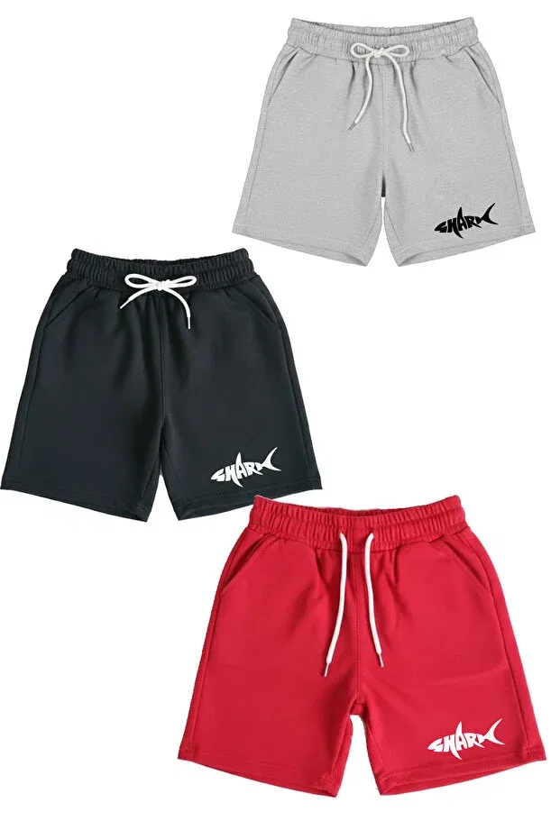 Детский комплект шорт для мальчиков с принтом Basics Aytok Tekstil, Red-Black-Grey