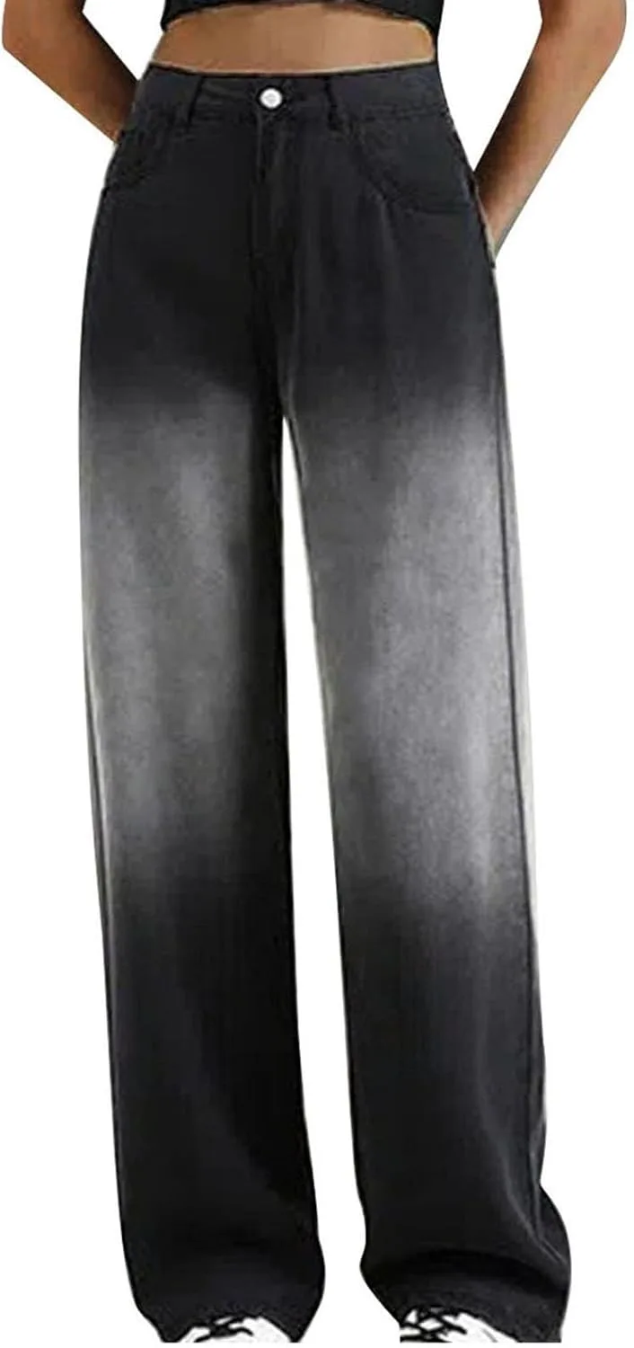 

Прямые джинсы для женщин с широкими штанинами NATHGAM