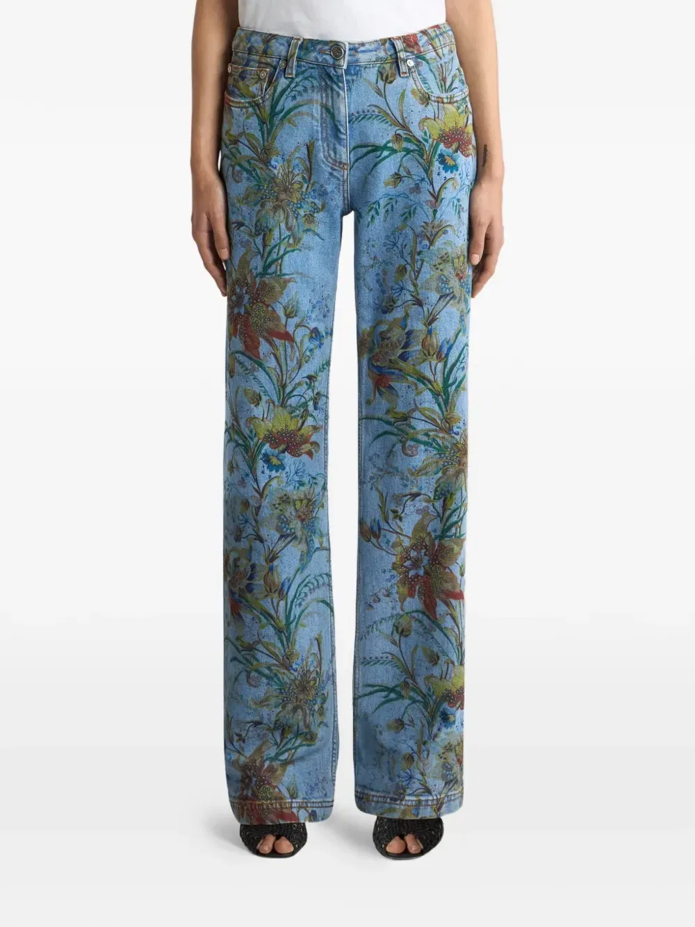 Расклешенные джинсы с цветочным узором Etro, синий — фото 3