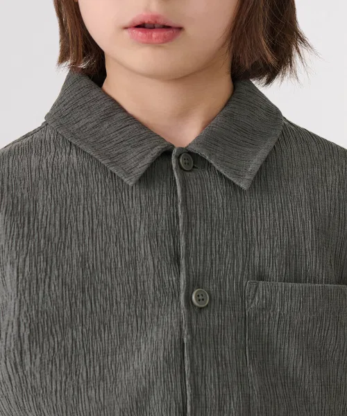Детская рубашка с длинным рукавомMUSINSA STANDARD KIDS, Khaki Grey — фото 4