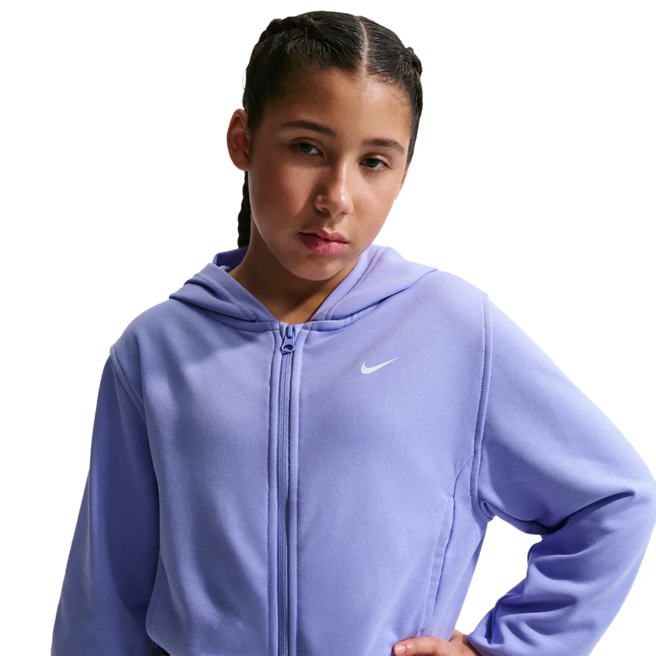Толстовка на молнии для мальчиков Dri-FIT Full-Zip Fleece Nike, цвет Light Thistle/Light Thistle/Black — фото 4