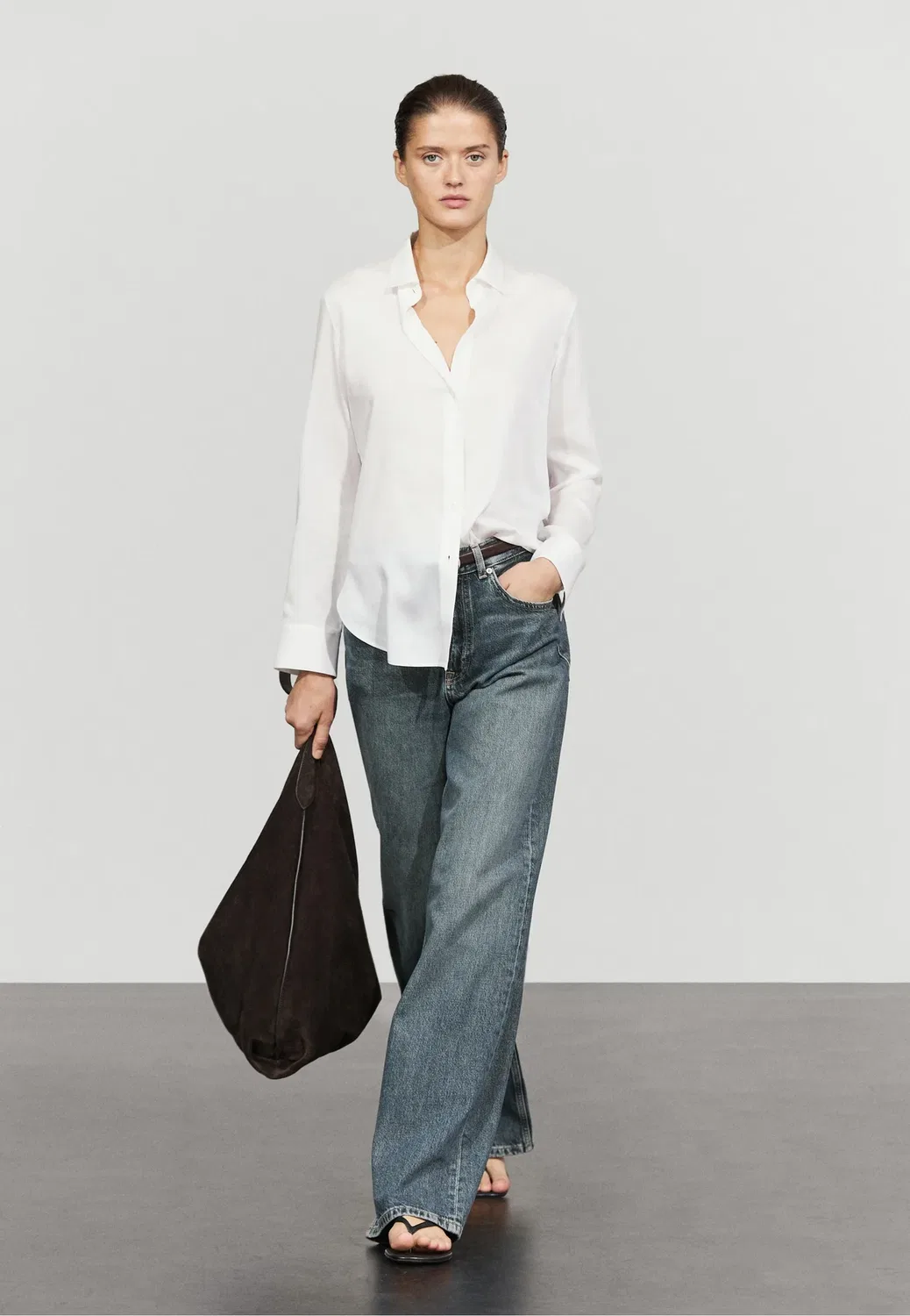 Блузка на пуговицах Massimo Dutti, White — фото 2