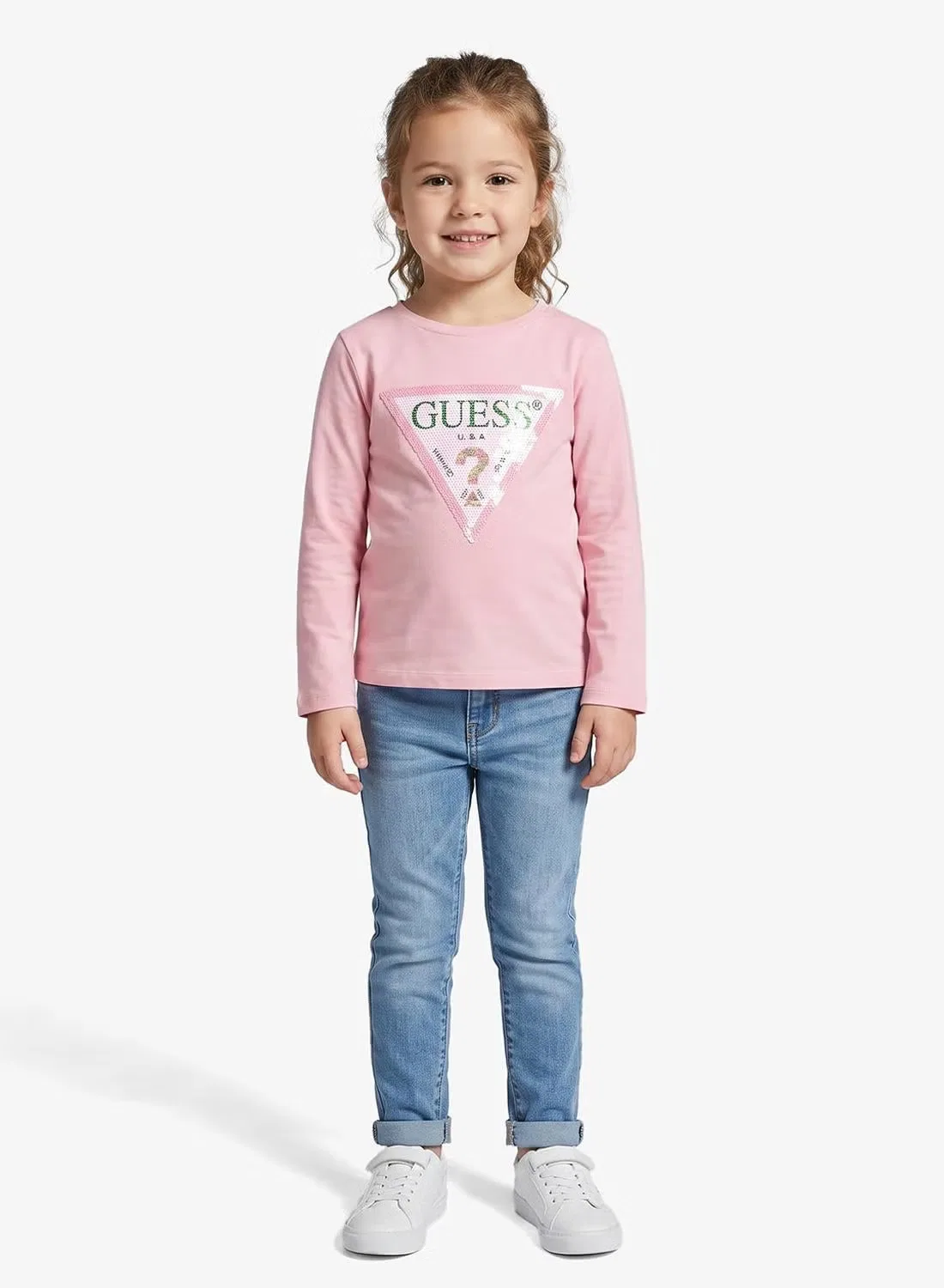 Лонгслив детский с длинным рукавом Guess, розовый