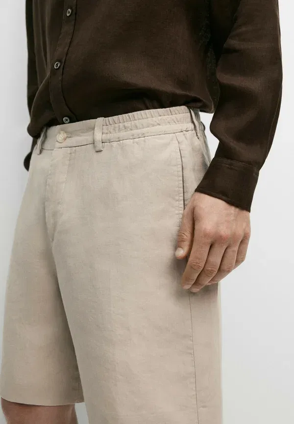 Шорты льняные Shorts Massimo Dutti, бежевый — фото 4
