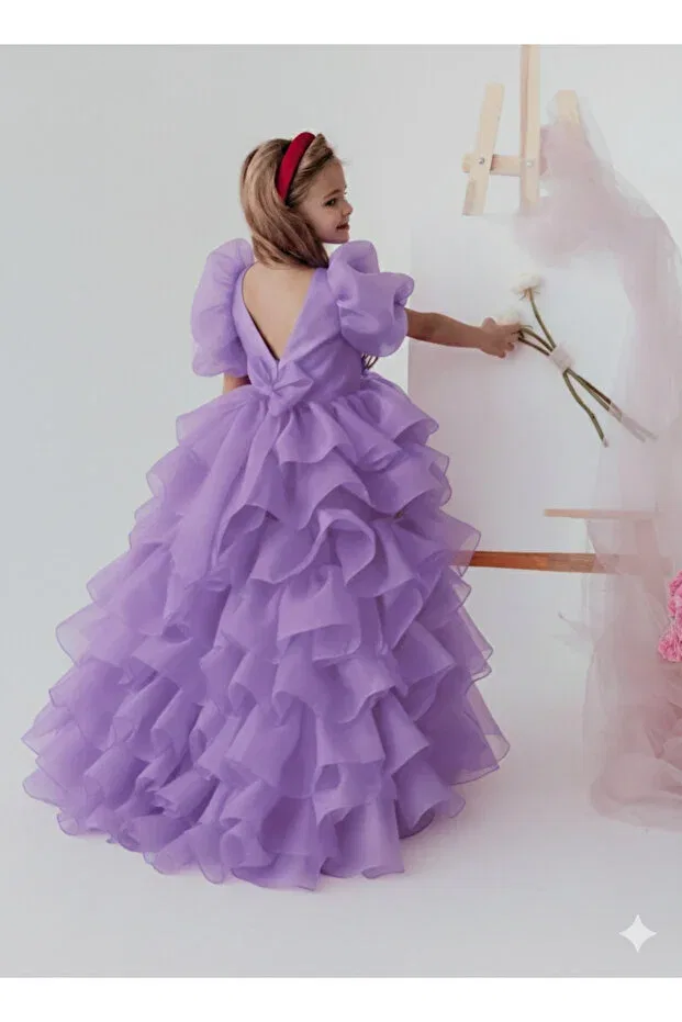 Детское вечернее платье для девочек с коротким рукавом Kids, Lilac