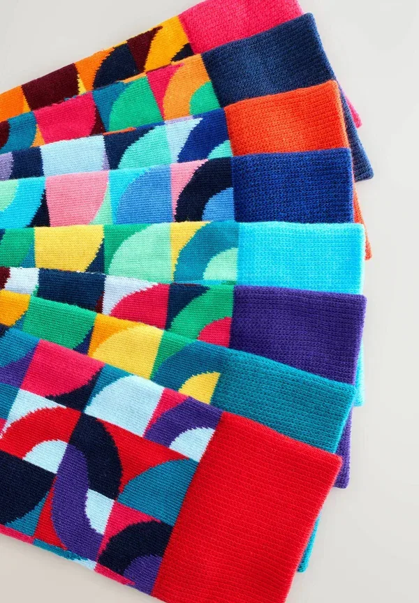 Носки в полоску Geometric pattern socks eight pack Next Striped, ярко-красный/зеленый — фото 2