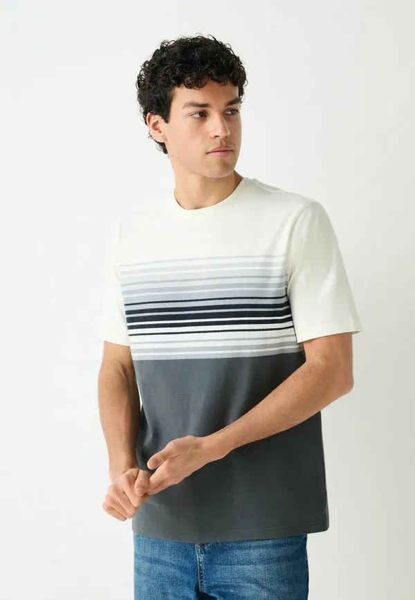 Футболка хлопковая Regular fit - block t-shirt - print t-shirt Next monochrome black, grey, white, белый/черный/серый