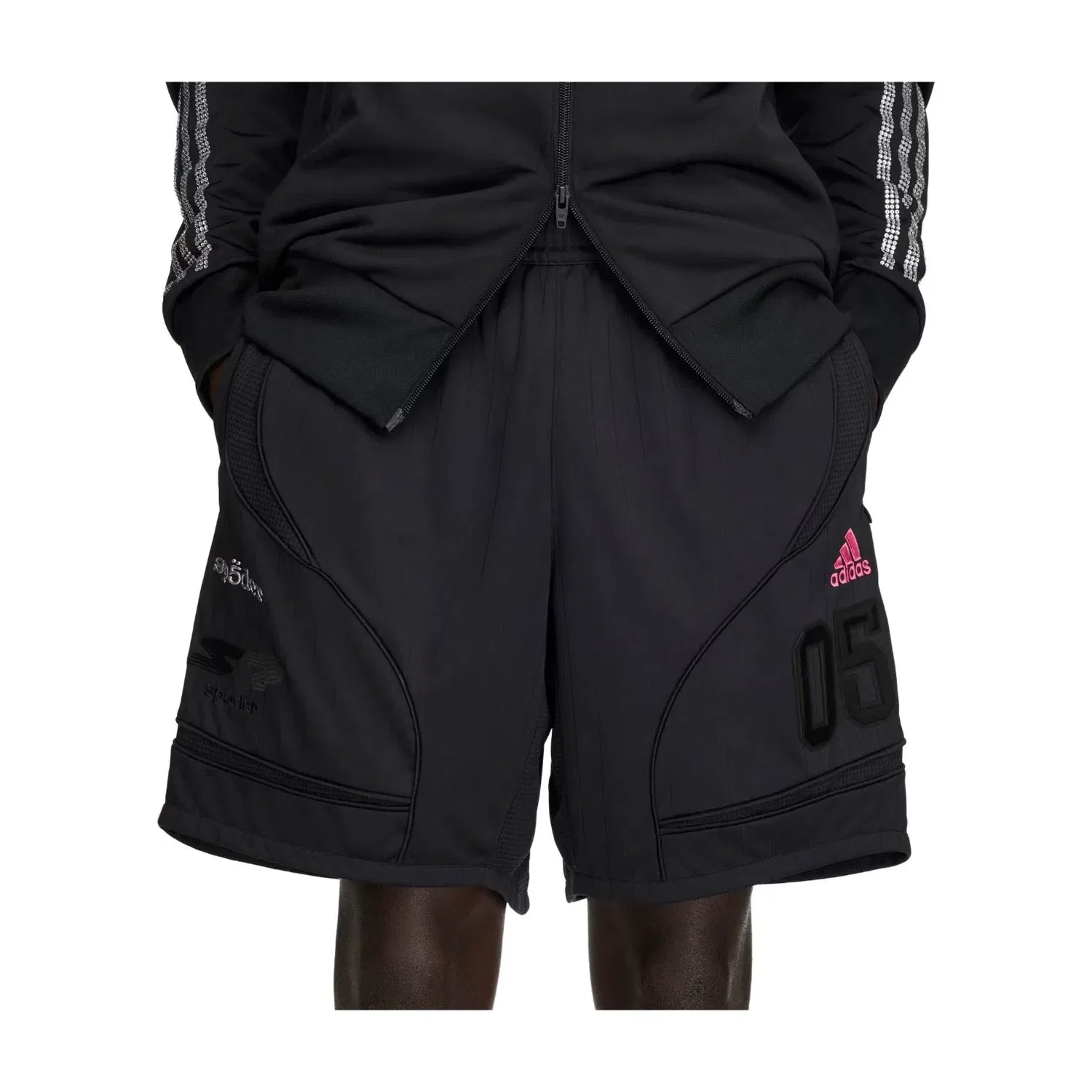 Мужские шорты с принтом Adidas x Sp5der Short Asia Sizing 'Black', черный — фото 3