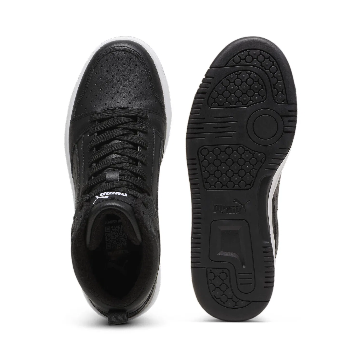 Детские кроссовки с высоким верхом Rebound V6 Puma, Schwarz Weiss — фото 4