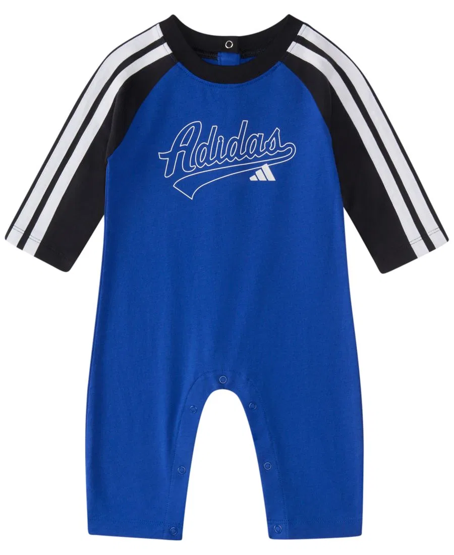 Детский комбинезон-слип с длинным рукавом, с принтом, Classic Raglan adidas, Bright Blue