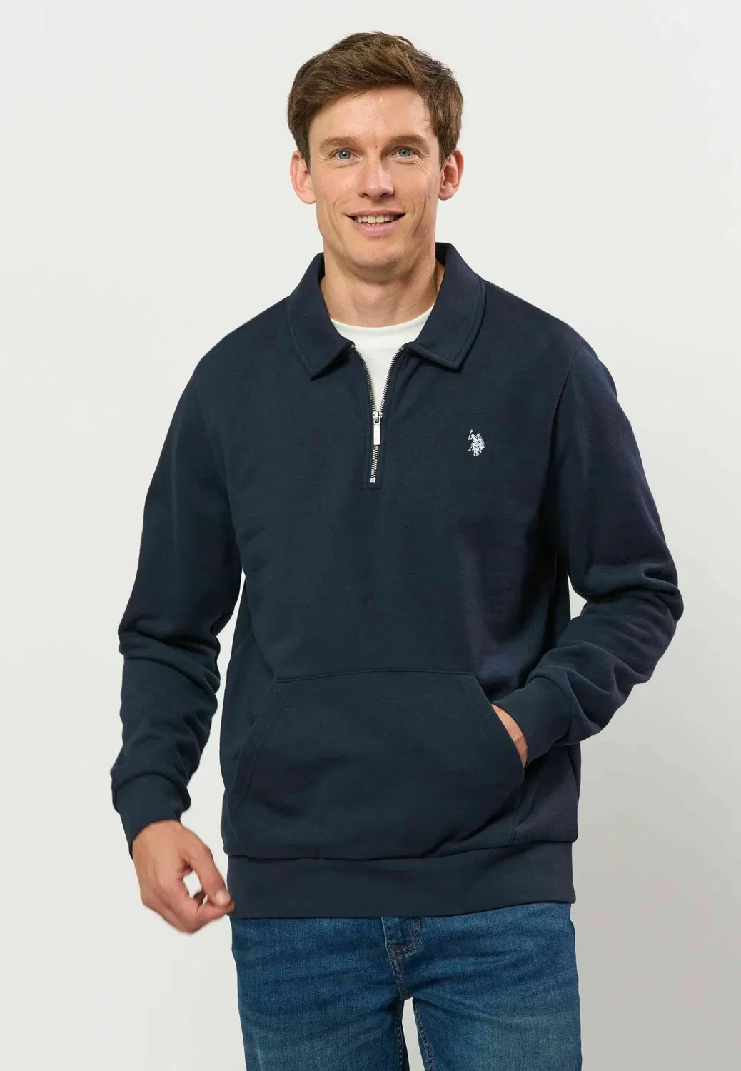 Толстовка Umdagur с застежкой-молнией до середины груди - толстовка U.S. Polo Assn., Dark Sapphire