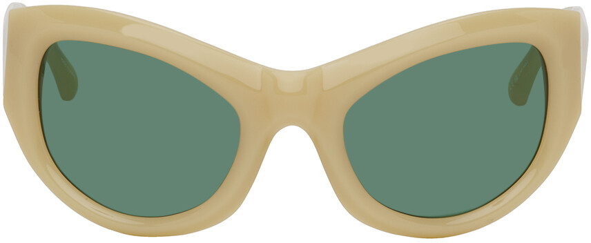 

Эксклюзивные бежевые солнцезащитные очки Linda Farrow Edition SSENSE Goggle Goggle Dries Van Noten
