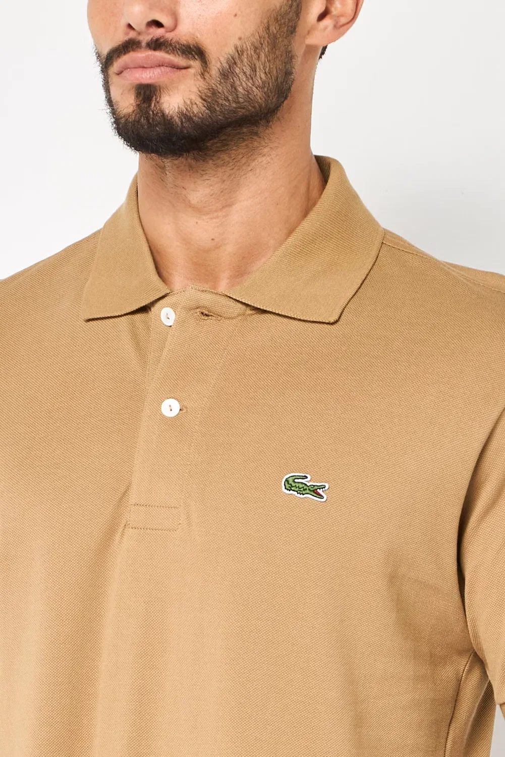 Поло мужское с вышитым логотипом классического кроя Lacoste, коричневый — фото 3