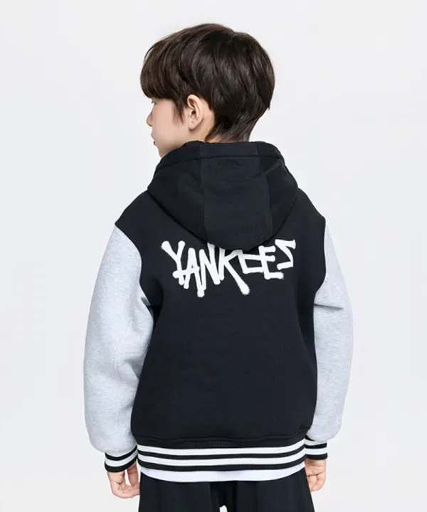 Джемпер-худи с пике и нашивкой, Street, Mlb Kids, черный — фото 2