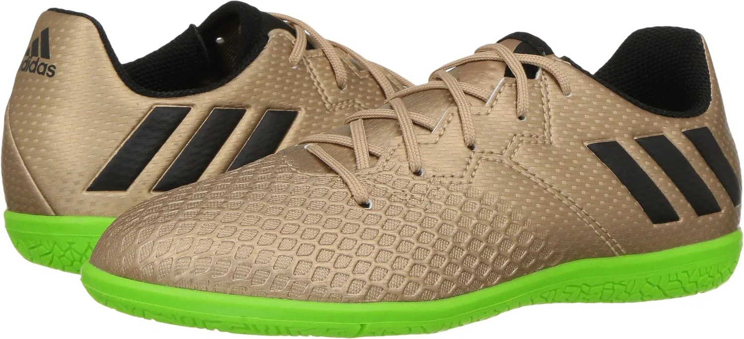 Детские кроссовки для мальчиков с закрытым носком Messi 16.3 In J Adidas, Copper Metallic Black Solar Green