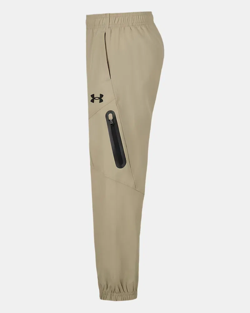 Детские брюки из тянущейся ткани с эластичным поясом UA Stretch Woven UnderArmour, City Khaki/Black — фото 3