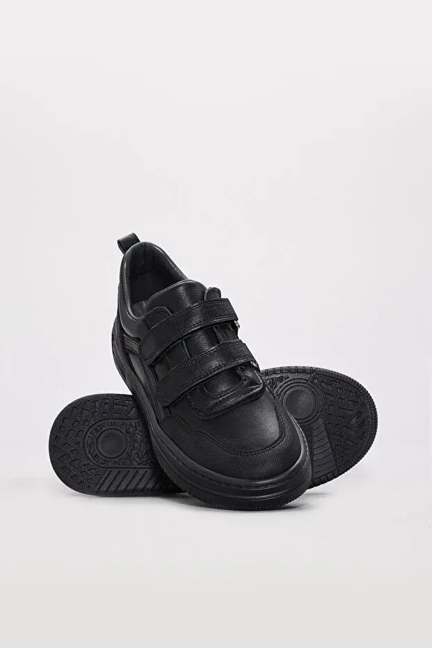 Детские повседневные туфли на липучке с коротким каблуком Mirgeshoes, Black