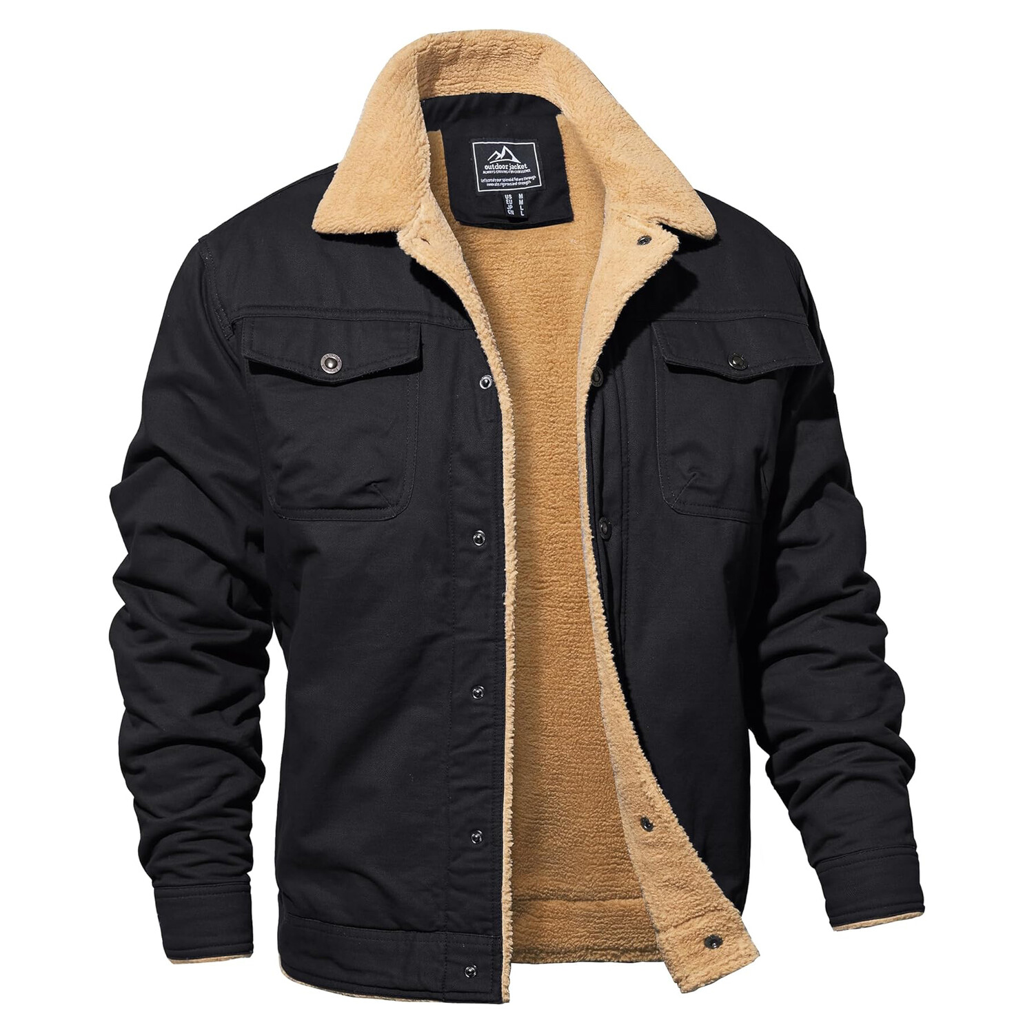 

Мужская хлопковая куртка-карго Magnivit Sherpa Fleece Lined, черный