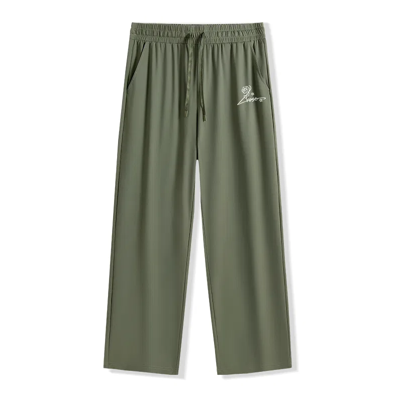 Детские повседневные брюки прямого кроя Khaki Silver White Rose Pants Logo MINISO, Khaki — фото 4