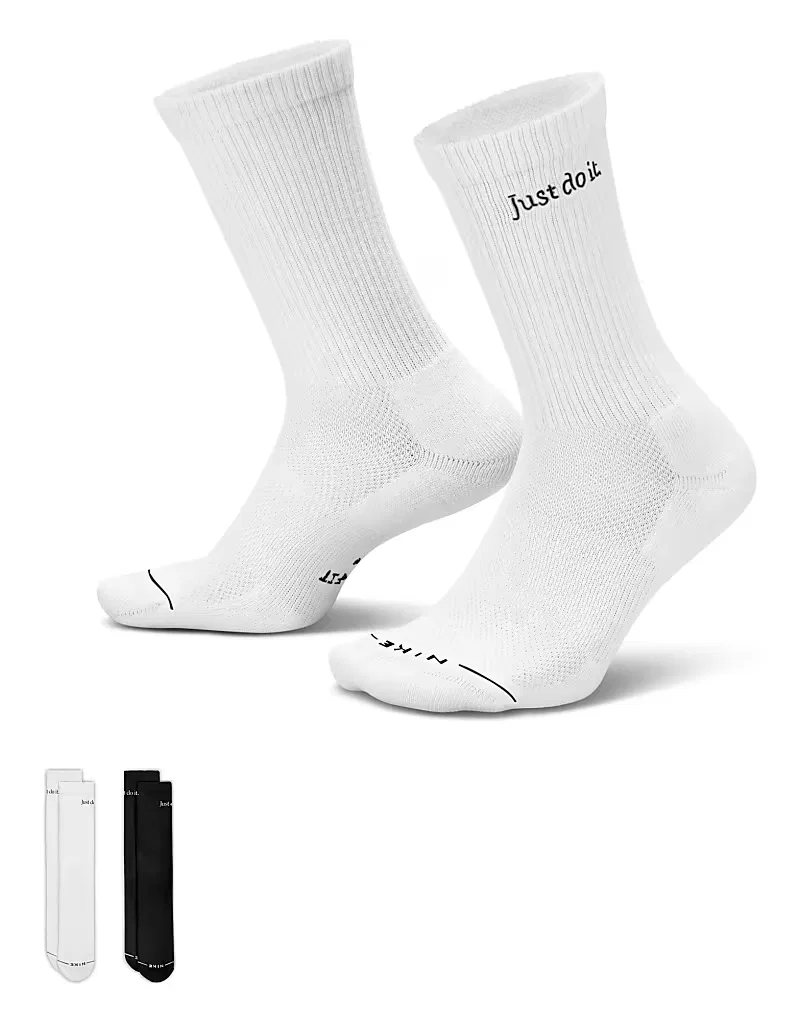 Носки высокие Just Do It 2 шт Nike Everyday, черный/белый
